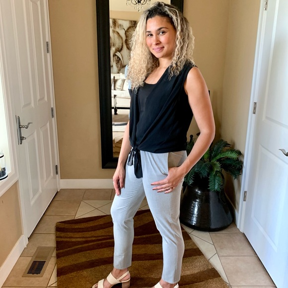 LN ALLSAINTS AVA TIE DRAPE SLEEVELESS TOP. ASYMMETRIC HEM IN BACK. - Picture 8 of 11